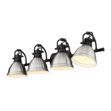 Golden 3602-BA4 BLK-PW - Yep by Golden Lighting Duncan 4-light Vanity in Matte Black and Pewter shade